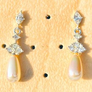 Roman Pearl CZ dangle earrings